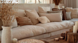 Canapés aux teintes naturelles : créer un salon lumineux et apaisant
