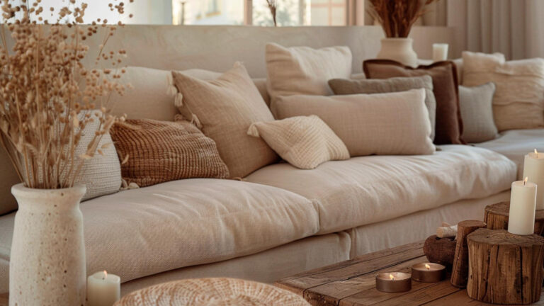 Canapés aux teintes naturelles : créer un salon lumineux et apaisant